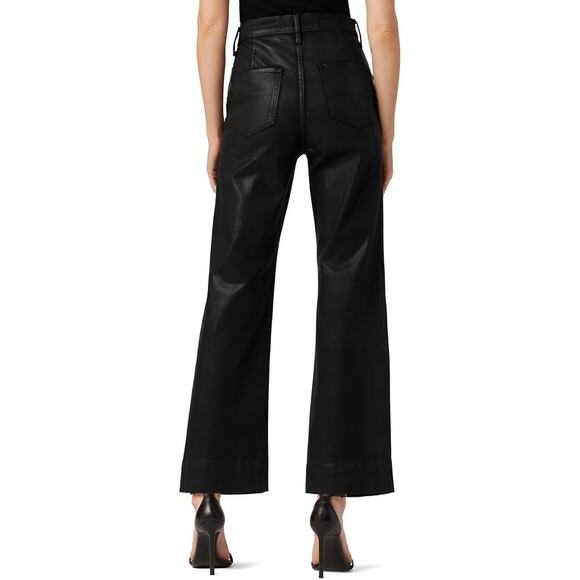 Joe's Jeans Savannah Black Coated Wide Leg Crop Jean Pants Size 26 Sailor Style - Picture 4 of 15